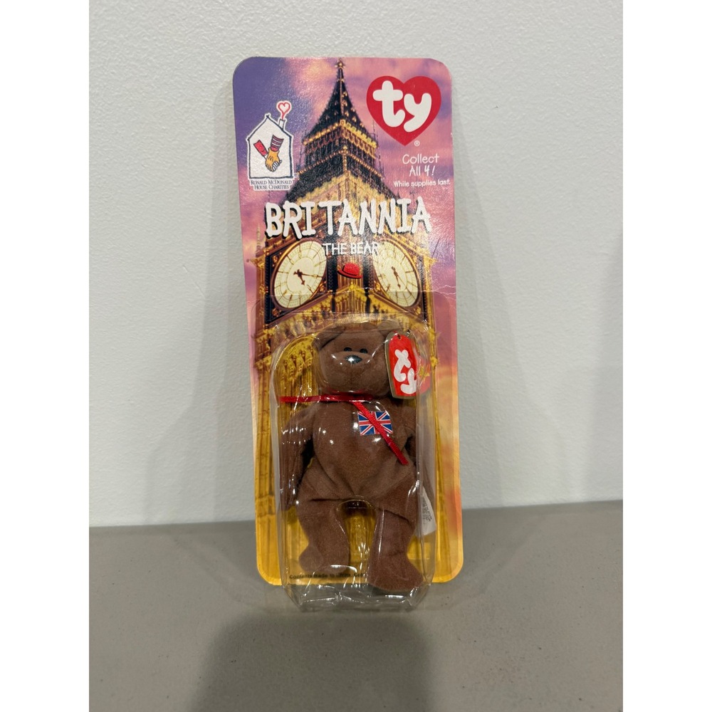 Ty Teenie Beanie Baby Britannia Bear Brown Vintage 90s McDonald's Collectible